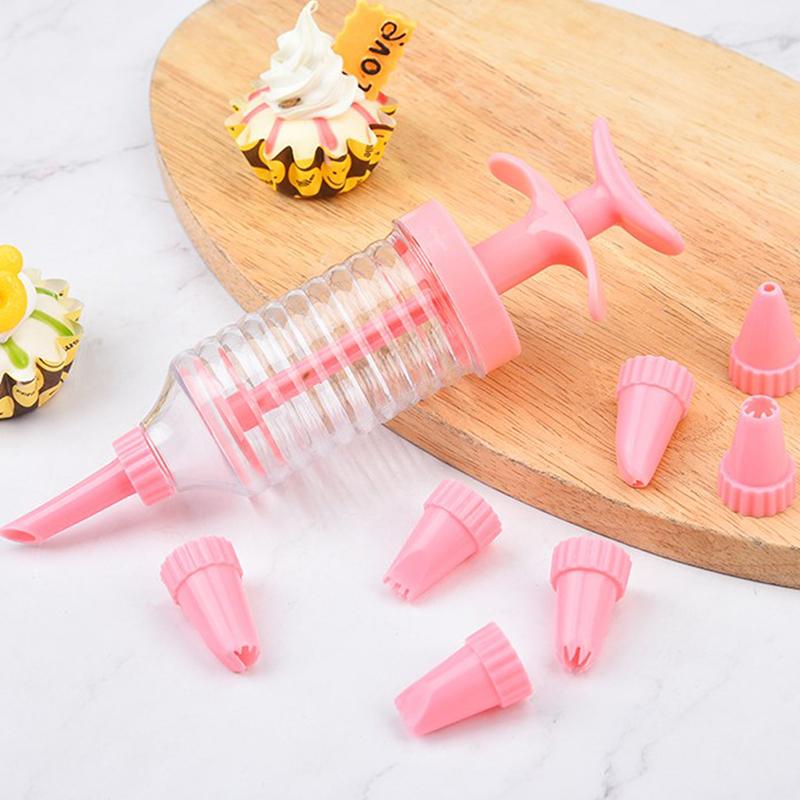 8 Pcs Pipe Nozzles With Syringe Plastic Cream Baking Nozzle Pastry Tools