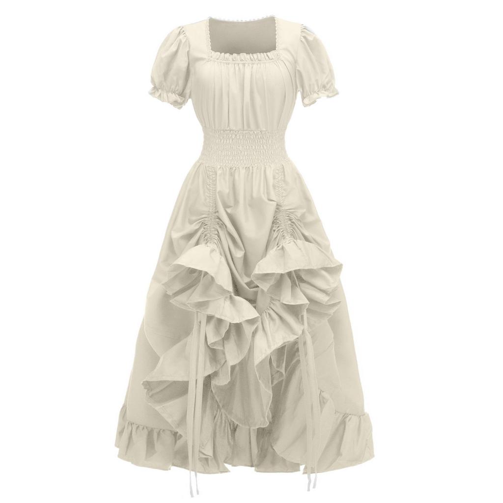 Платье для женщин, сценический костюм на Хэллоуин, COS, ретро, ​​однотонное платье с поясом, вечернее, вечернее, длинное платье