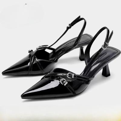 Женские босоножки на высоком каблуке, дизайнерские босоножки с острым носом и тонким каблуком, модные туфли для банкета и вечеринки, летние мюли 2025, женские туфли-лодочки