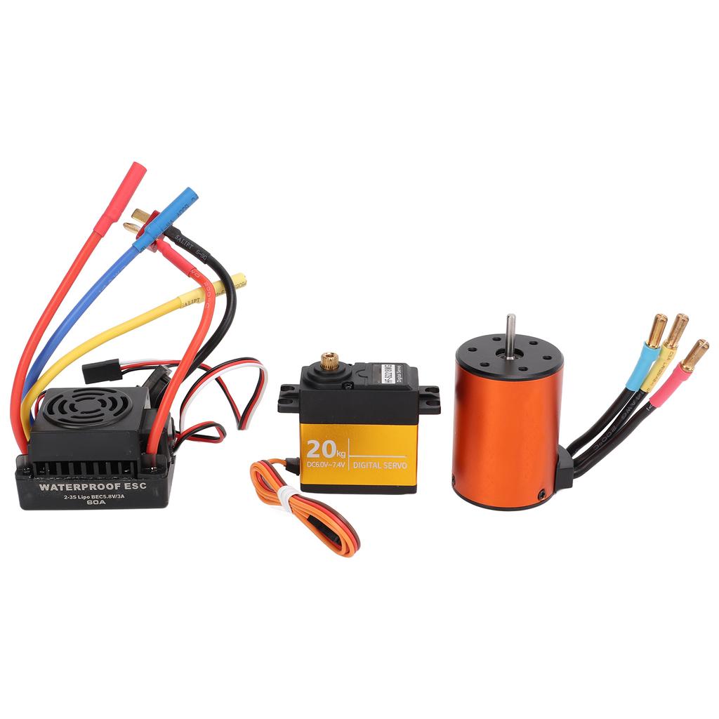 3650 3900KV бесщеточный двигатель 60A ESC 20 кг рулевой механизм комплект модернизированный водонепроницаемый для пульта дистанционного управления 110RC