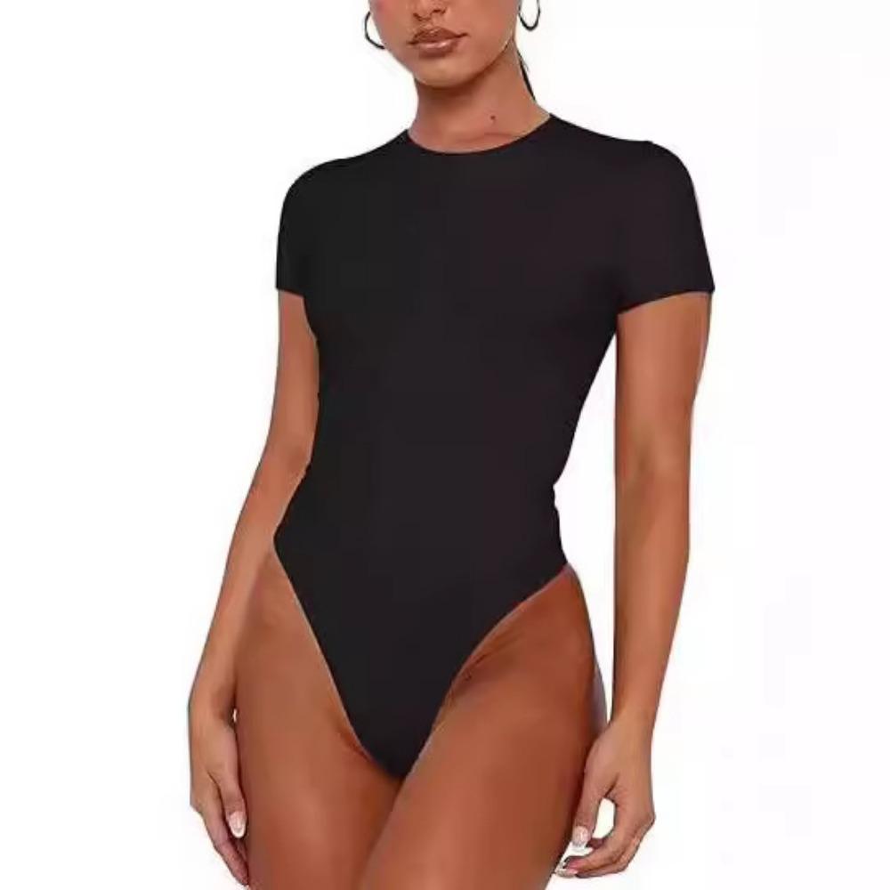 Боди для женщин с круглым вырезом и коротким рукавом Боди Костюмы для выхода в свет Летние базовые трико Топы Рубашки-комбинезоны Боди с открытой спиной