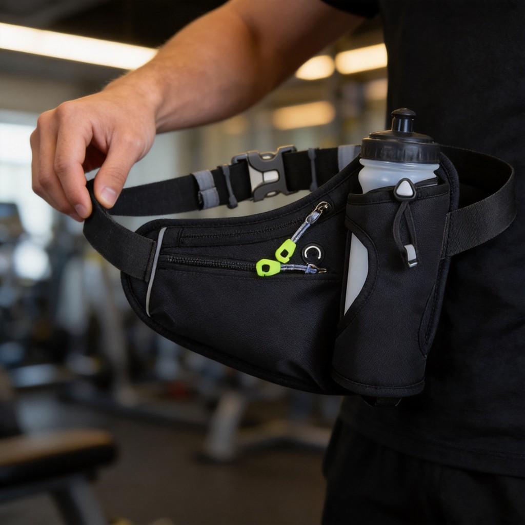 Outdoor Sports Waist Bag With Water Bottle Holder Waterproof Lightweight For Running And Cycling