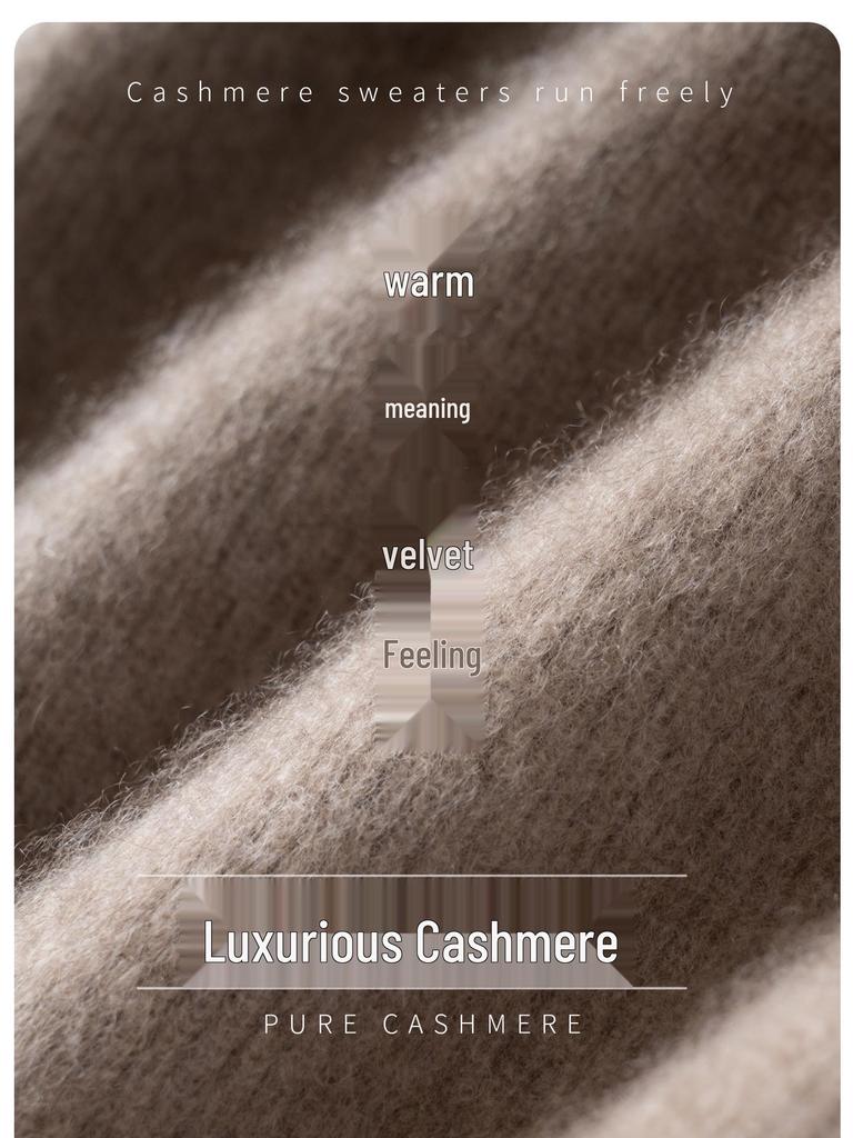 2025 Autumn/Winter Women's Thickened Cashmere Half-Zip Sweater - Loose Fit & Slimming Solid Color Pullover