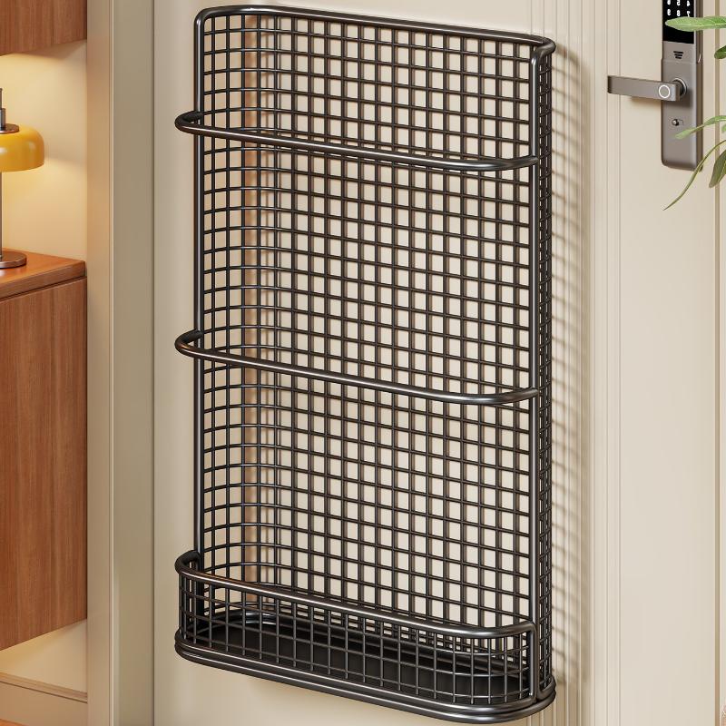 Wall Mounted Umbrella Holder Metal Mesh Storage Rack with Drip Tray & Installation Kit for Home Entryway