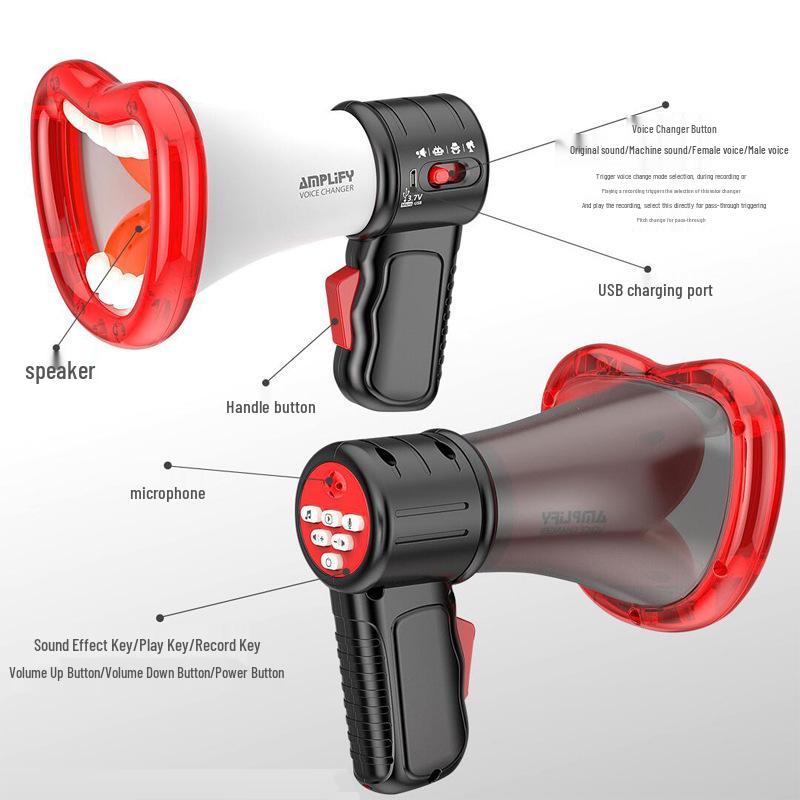 Детский USB Перезаряжаемый Игрушечный Мегафон с Изменением Голоса