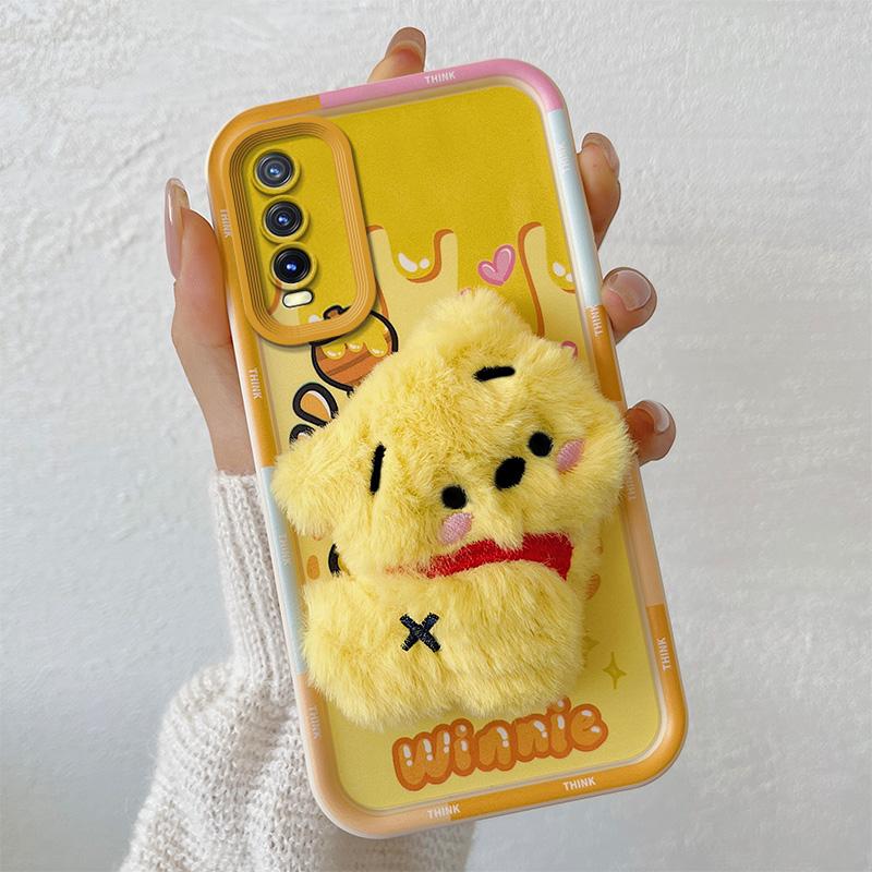 KEYSION Милый 3D мультяшный плюшевый чехол для VIVO Y20 Y20sG Y20i со шнурком Мягкий силиконовый противоударный чехол для телефона VIVO Y12S