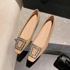 Fashion Luxury Glod Square Toe Single Flats Women Soft Leather Bowtie Ballerina Shoes Shallow Mouth Slip On Loafers Women Espadrilles