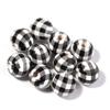 40pcs 16mm Buffalo Plaid Wood Beads Black White Checked Checked Beads Round Beads  Home Wall Decor