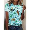 Women's Summer Tees Digital Print Character Abstract Print Short Sleeve T Shirt Ladies Vintage Top