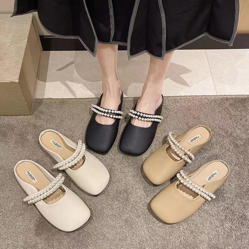 Универсальные французские нишевые полушлепанцы баотоу женские 2024 новые весенне-летние уличные ins ветер супер огонь женские крутые шлепанцы