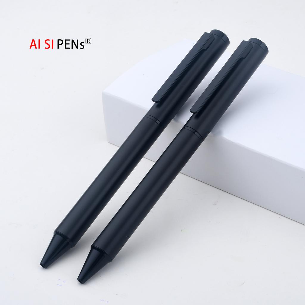 High Quality Black Simple Elegant Metal Ballpoint Pen for Conference Logo Embossed