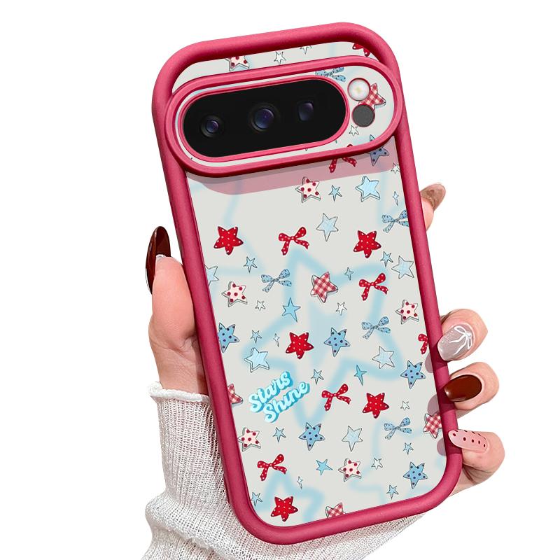 For Google Pixel 10 Pro XL Case Blue Stars Bowknots Pattern Shockproof Bumper Silicone Cover For Pixel 9A 9 8 7 Pro 8A 7A