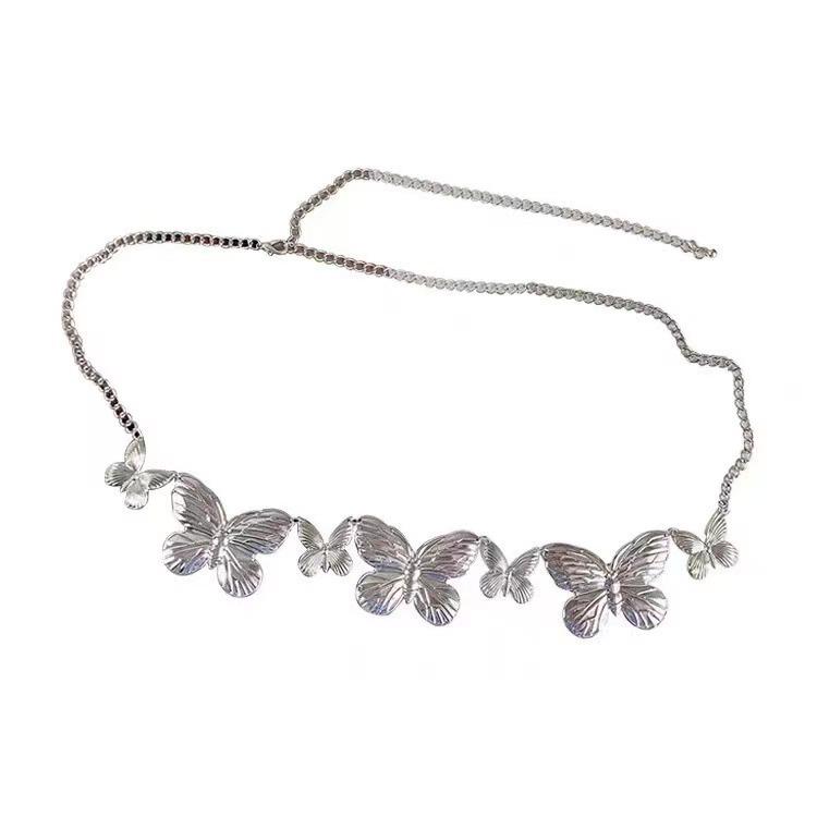 Butterfly decorative waist chain women's waist chain belt women's bohemian braided rope waist accessories belt waist accessories