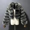 Меховая европейская и американская меховая куртка splicing imitation fox hair короткий воротник куртка с длинным рукавом женская одежда