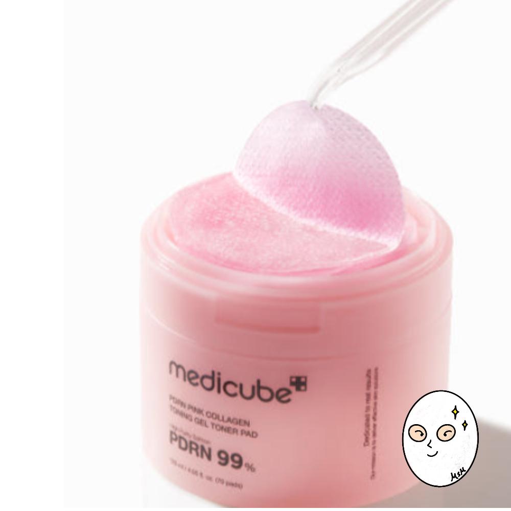 Medicube Тонер-пэды с тонизирующим гелем с PDRN и розовым коллагеном (70 пэдов)