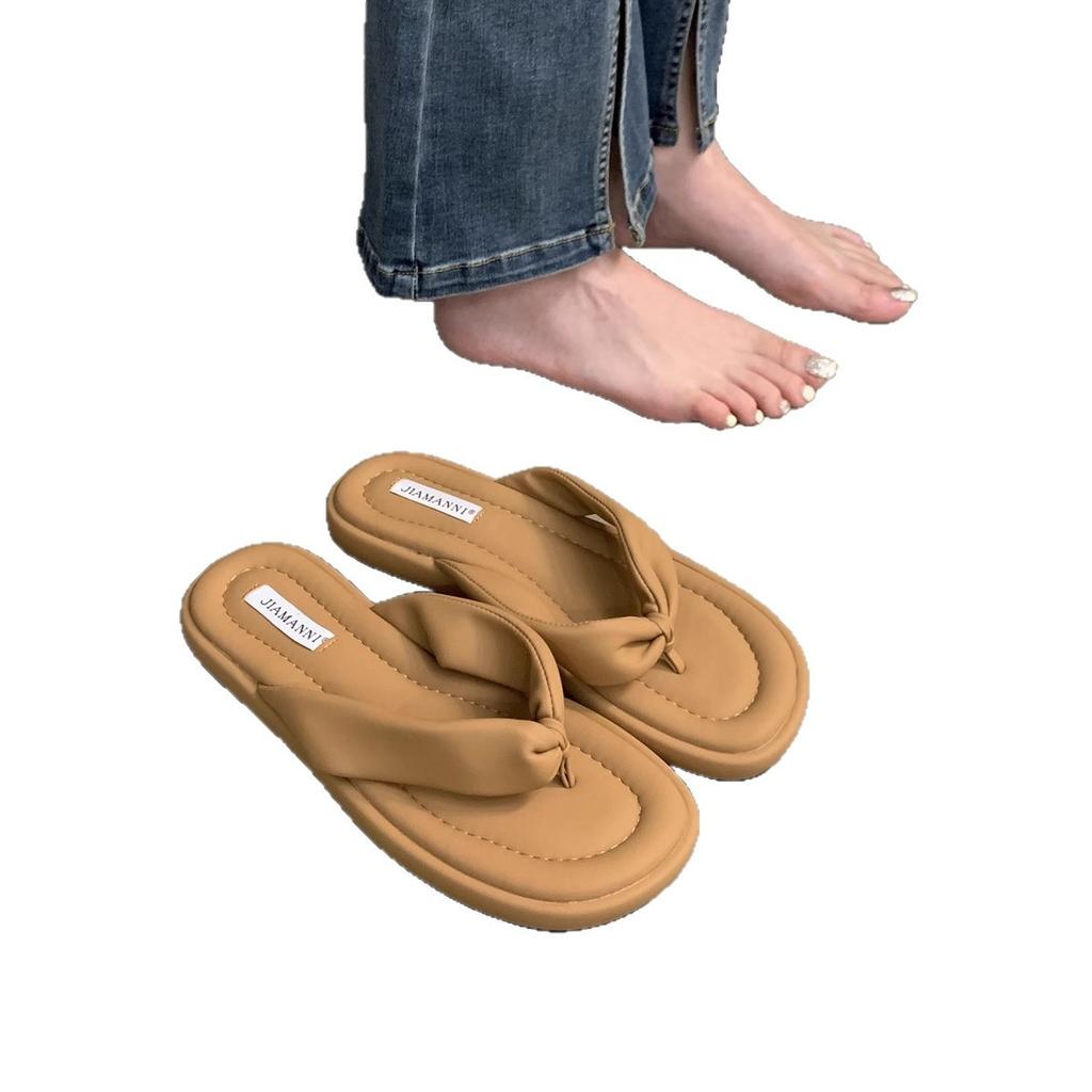 Повседневные плоские шлепанцы женские летние 2025 новые приморские пляжные шлепанцы