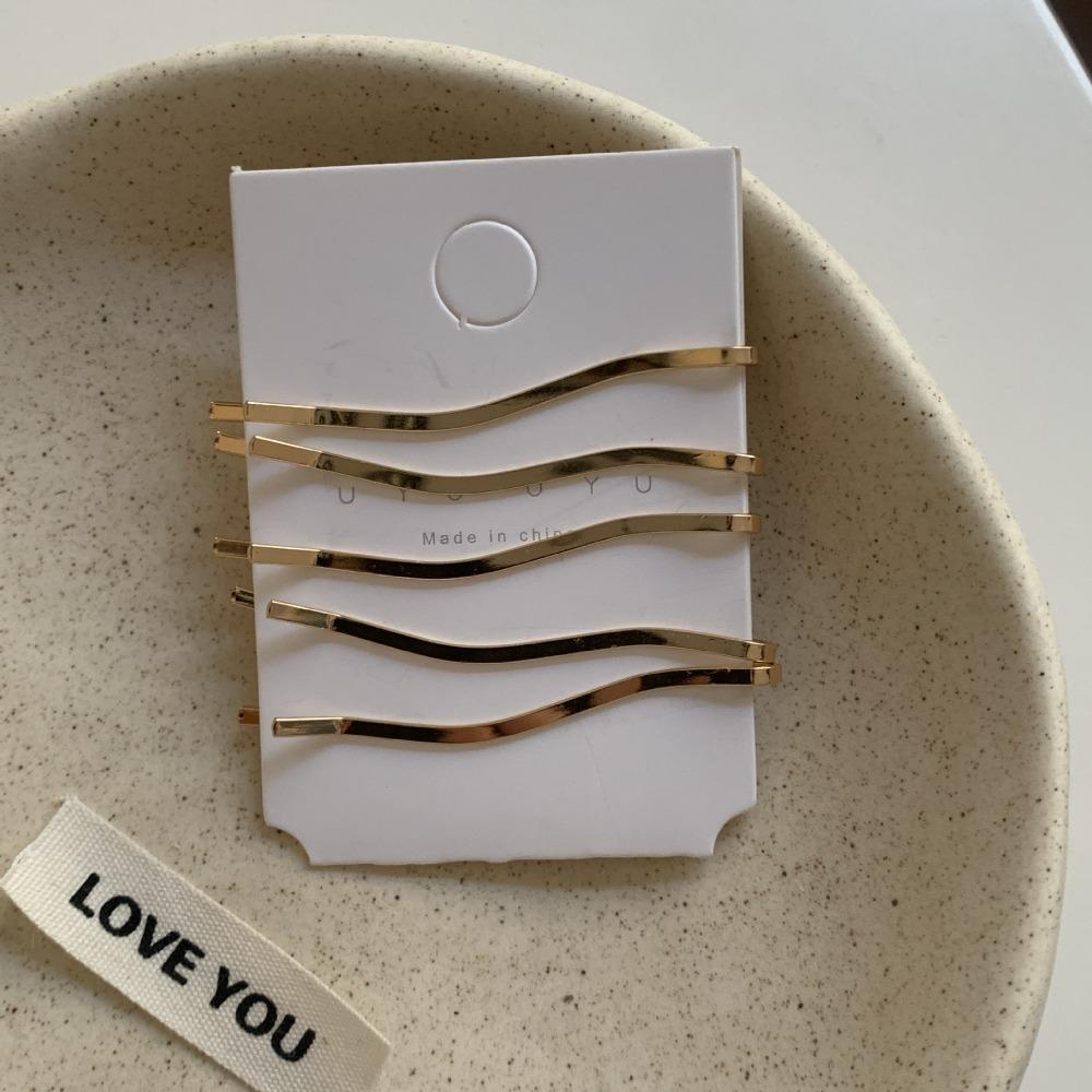 5 шт. Металлические заколки для волос ярко-золотого цвета 5,5 см, волнистые заколки для волос, металлические заколки для волос, прямые заколки, волнистые боковые челки, заколки для волос на лбу, женские головные уборы