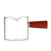 Glass Measuring Cup with Wood Handle Espresso Milk Coffee Mug 100ml Double Scale Clear Coffee Brewing Supplies