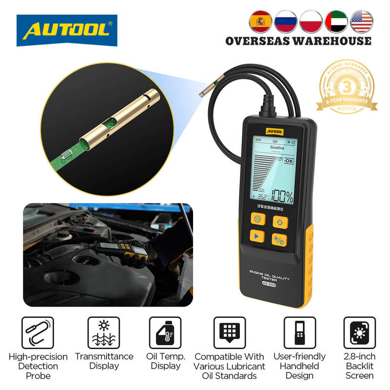 Тестер моторного масла автомобиля AUTOOL AS503 Пропускание бензинового масла и дизельного топлива для двигателя автомобиля POA Качество масла Температура °C °F