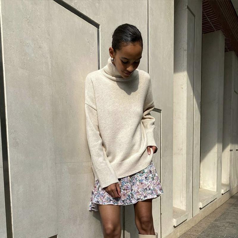 Женские модные толстовки с длинным рукавом, топы, свободные толстовки, свитера с высоким воротом, осенние свитера с высоким воротом