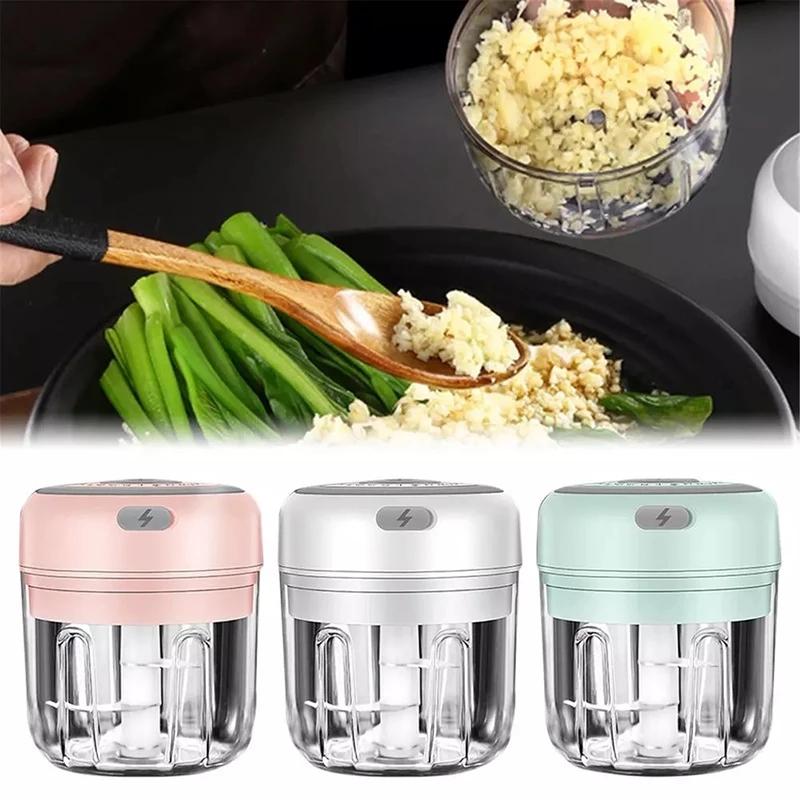 Беспроводная электрическая давилка для чеснока Mini USB, пресс-мясорубка, мясорубка для овощей и перца чили, кухонные принадлежности для измельчения продуктов — 100/250 мл