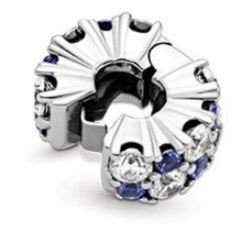 Pandora Clear   Blue Sparkling Clip Charm  799171c01