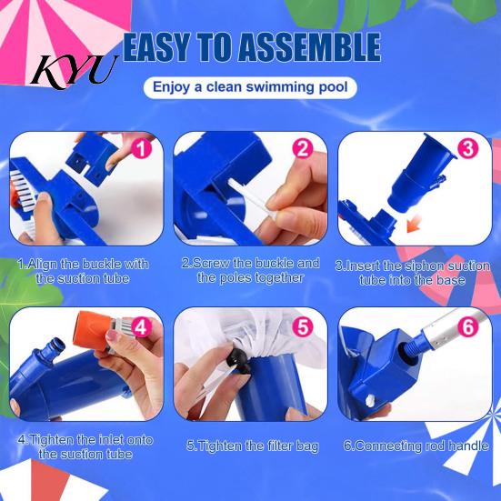 Manual Pool Suction Head Vacuum Cleaner with Detachable Pole And Leaf Bag, Water Pressure Skimmer Net, for Swimming Pools, Ponds, Fountains, Hot Tubs