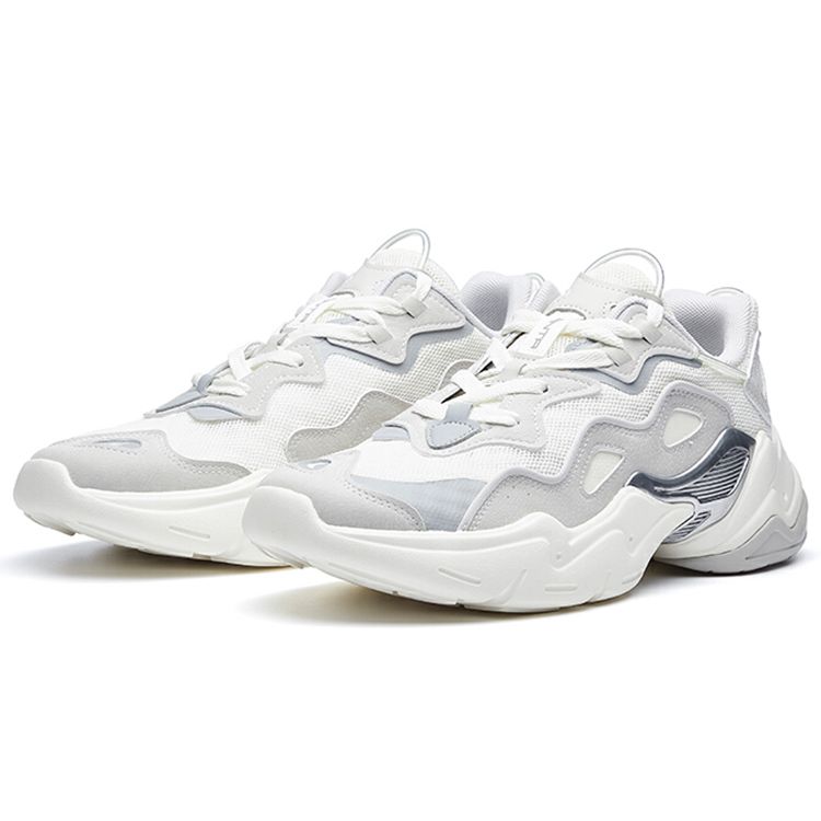 Anta Серия Lifestyle Амортизирующие Нескользящие Износостойкие Дышащие Низкие Кроссовки для Папы Мужские кроссовки Слоновая кость Серый 112038883-1