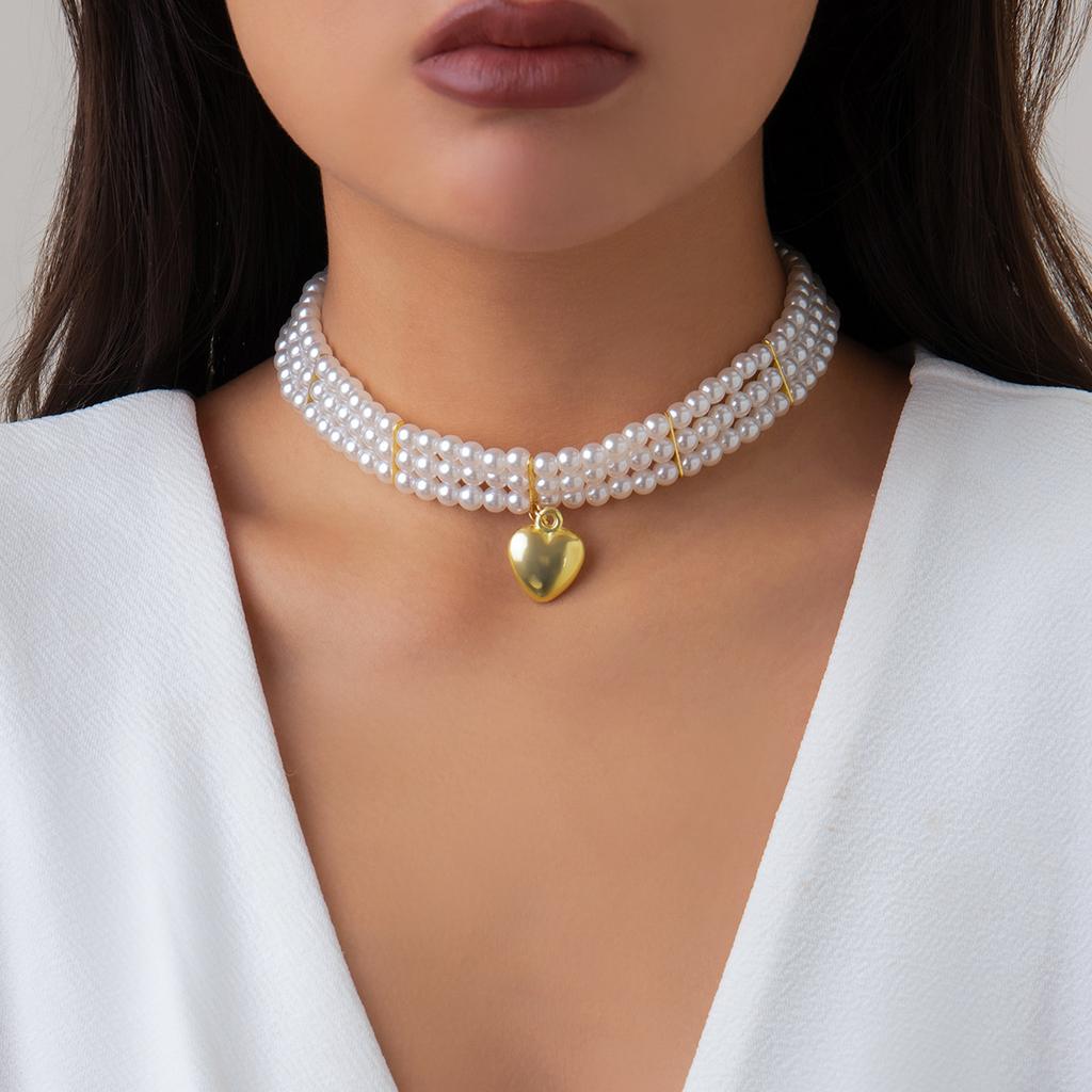 Gorgeous Multilayers Imitation Pearl Choker Necklaces for Women Jewelry Irregular Pearls Bead Chain Wedding Necklace
