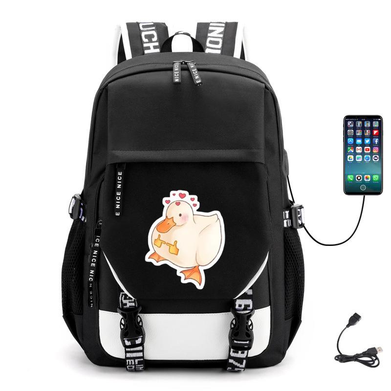 Multifunctional Goose Backpack Large Capacity Student Bag Leisure Travel Usb Computer Bag