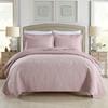 Embroidered Cotton Quilt Set 3pcs Solid Color Bedspread with 2 Pillowcase King Queen Size Coverlet Blanket for Bed Comforter