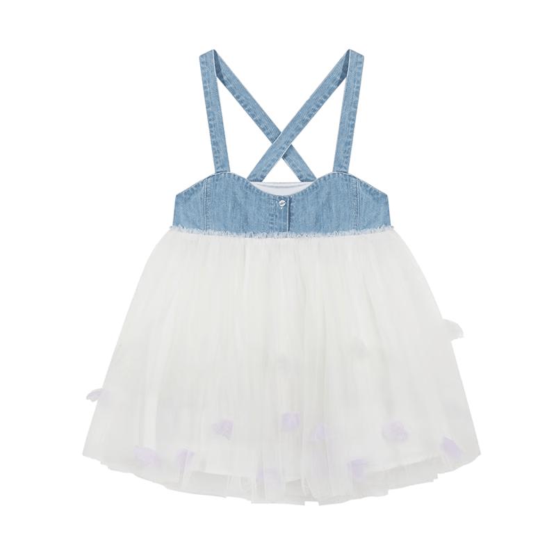 M.Latin Girls' Sweet Denim Blue Suspender Dress