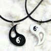 Двоичный Инь Ян Лучшие друзья Bff Металлическое ожерелье из искусственной кожи