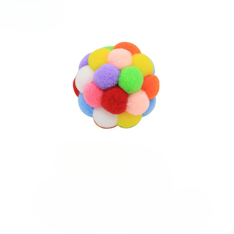 1PC Cat Toys Cat Plush Ball Toy Pet Elastic Bell Ball Self Hi Ball Playing Cat Colorful Woolen Ball