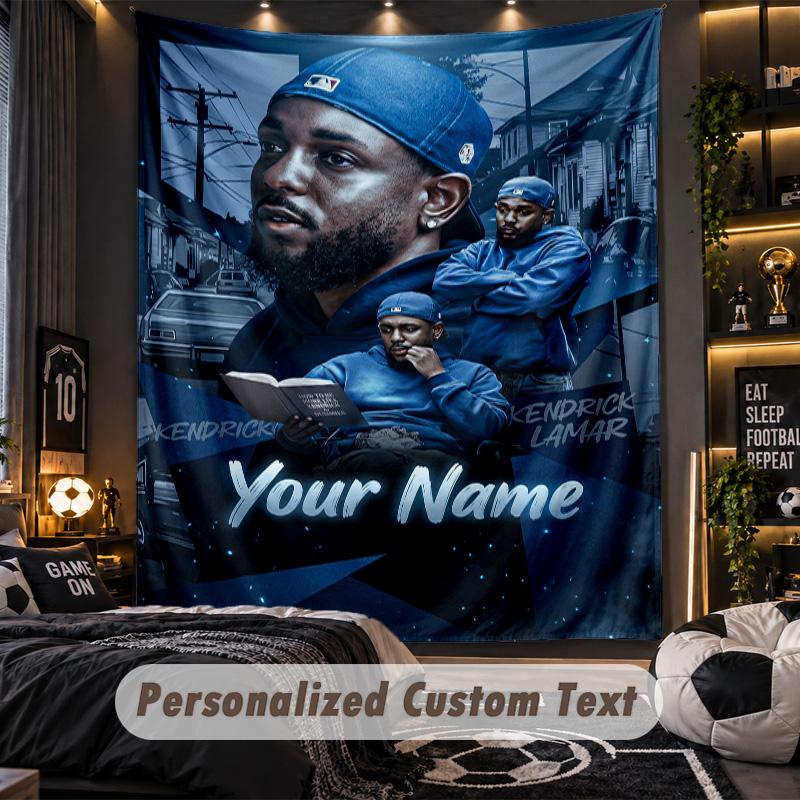 Personalized Wall Tapestry,Kendrick Lamar Custom Printed Name, Fabric Wall Art For Indoor Room Backdrop