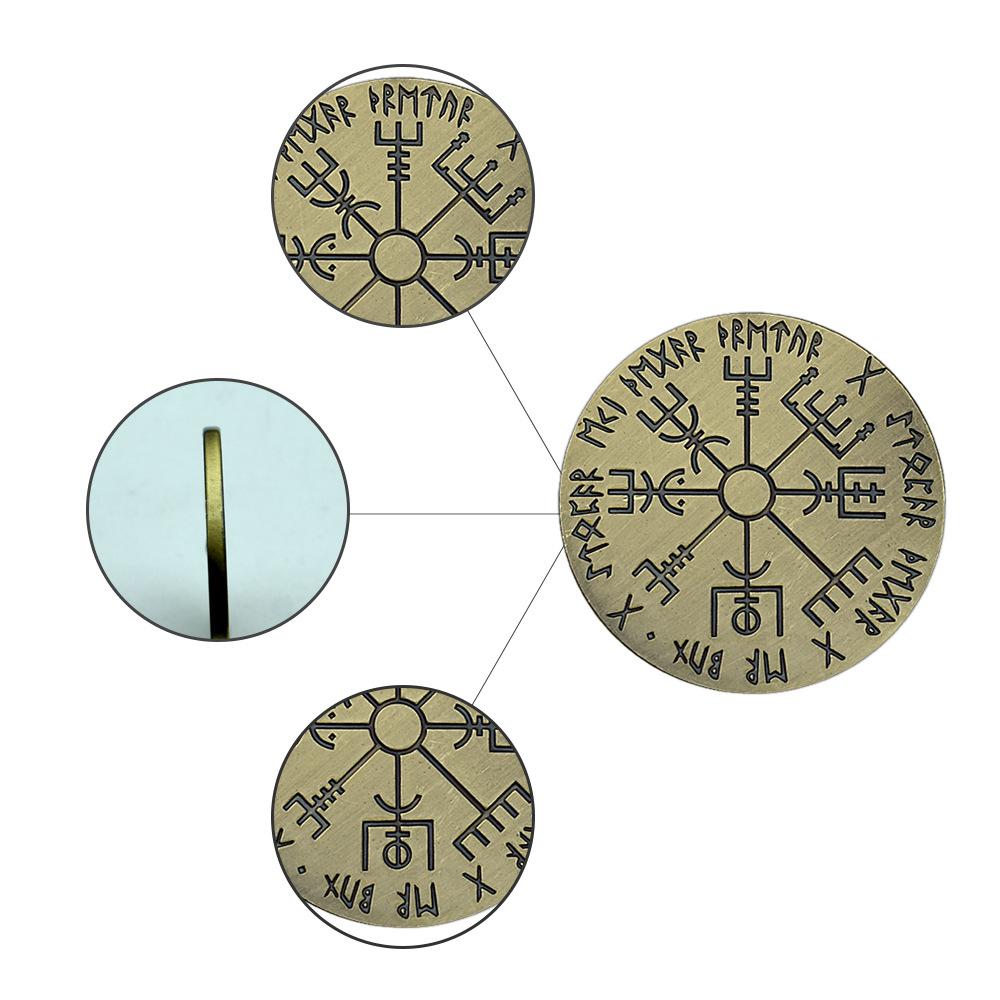 Viking Compass Bronze Coin Lucky Medal Guide in the Right Direction Challenge Coin Souvenir