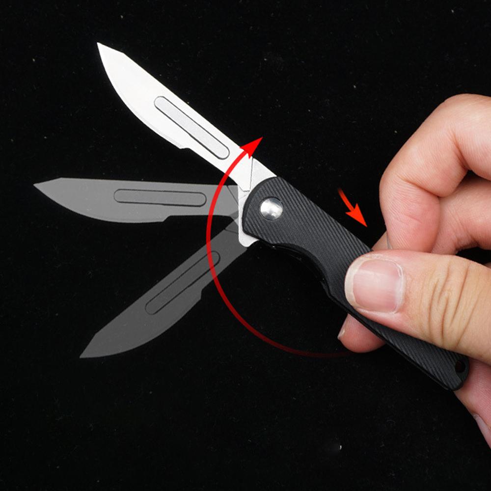 Mini Utility Knife ABS Handle Folding Scalpel EDC Quick Open Emergency Medical Knife Keychain Unpacking Pocket Knife Box Cutter