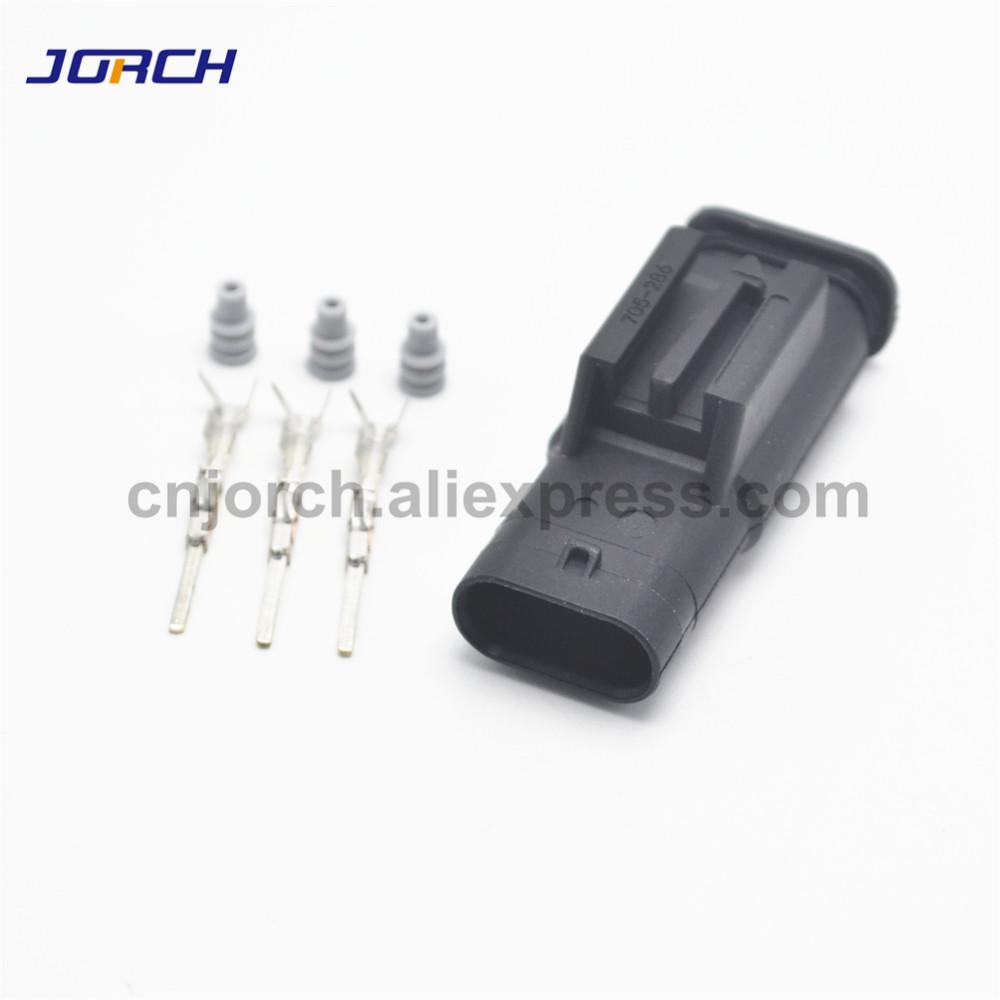 5sets 3pin Automotive AMP Male Electronic Waterproof Connector for