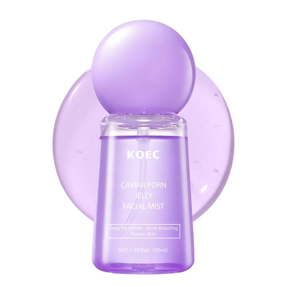 KOEC Caviar PDRN Skincare 4-Pack: Capsule Cream+Jelly Mist+Purple Brightening Mask+Eye Mask less