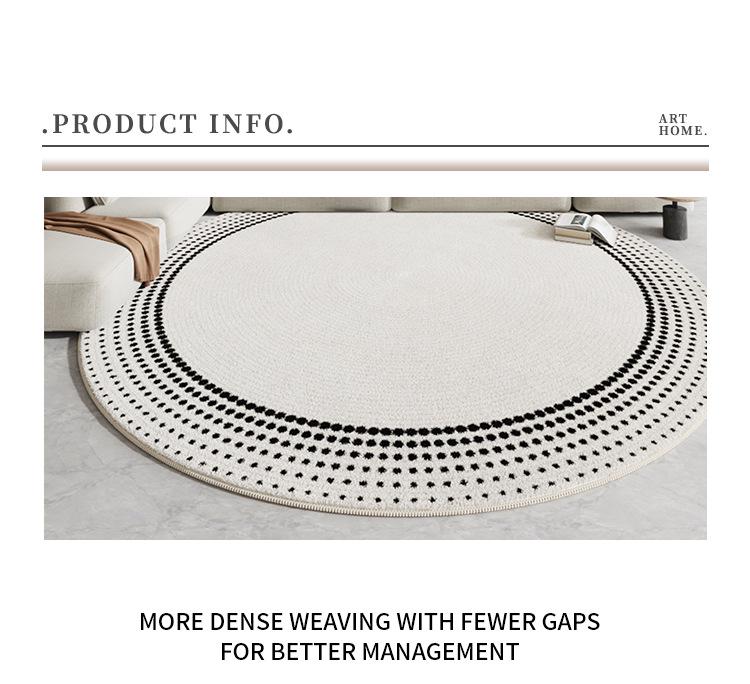 Minimalist Black & White Round Carpet - Thick Imitation Cashmere Chair Mat for Living Room, Study, or Bedroom