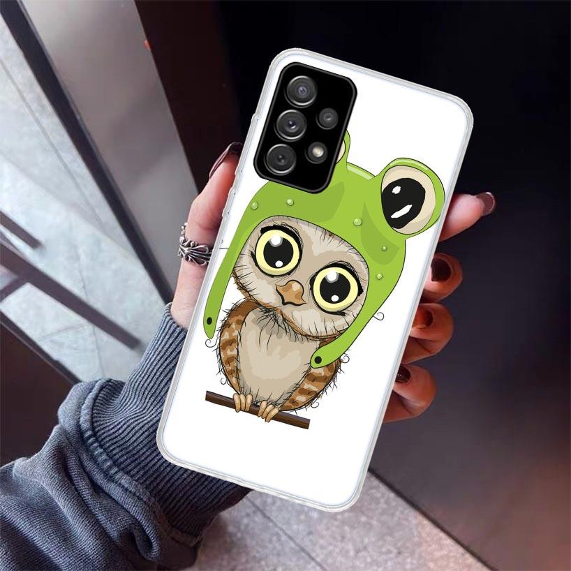 Baby Cute Owl Lover Cartoon Candy Winter Phone Case For Samsung Galaxy A17 A16 A26 A36 A56 A15 A25 A35 A55 A14 A13 A54 A53 A34 A