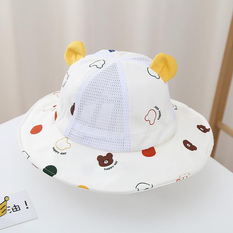Детские панамки Bear Dots для детей, летние, новые, для рыбалки, с солнцезащитным козырьком, для мальчиков и девочек, пляжная кепка с мультяшным рисунком.