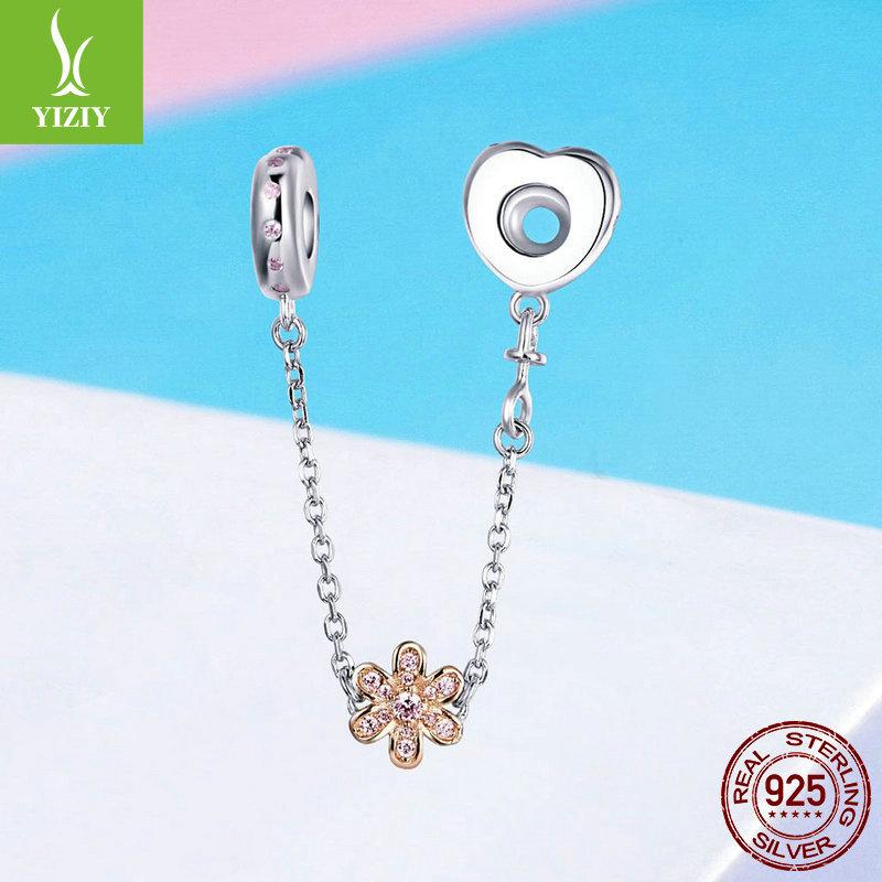 Шарм S925 Стерлинговое Серебро Цепочка Безопасности Стопорный Зажим Коллекция Модный Браслет из Бусин Серебряные Аксессуары