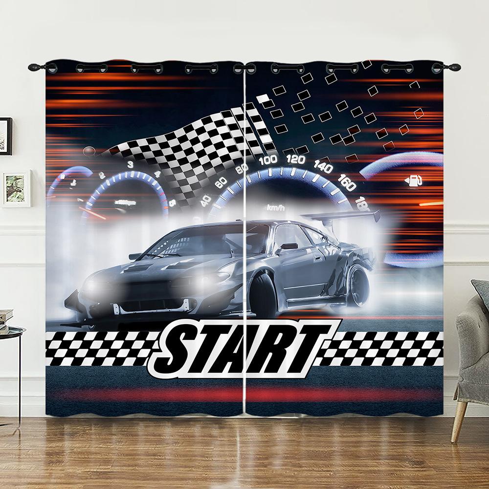 Curtain Car Racing Off-Road Vehicle Curtain Digital Printing Blackout Curtain No Punching