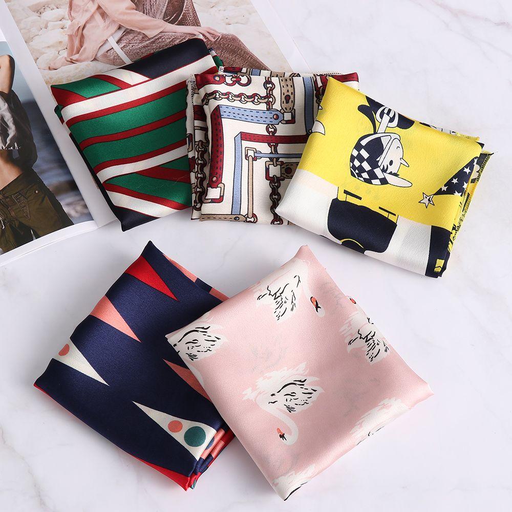 Fashion Head-Neck Tie Wrist Wrap Bags Tie Women Square Scarf Handkerchief Bandana Silk Feel Satin