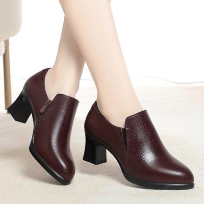 Новые зимние женские сапоги на высоком каблуке, нескользящие, удобные, до щиколотки, осенние, универсальные, модные, мягкие, кожаные, неглубокие сапоги для ежедневного ношения мамой