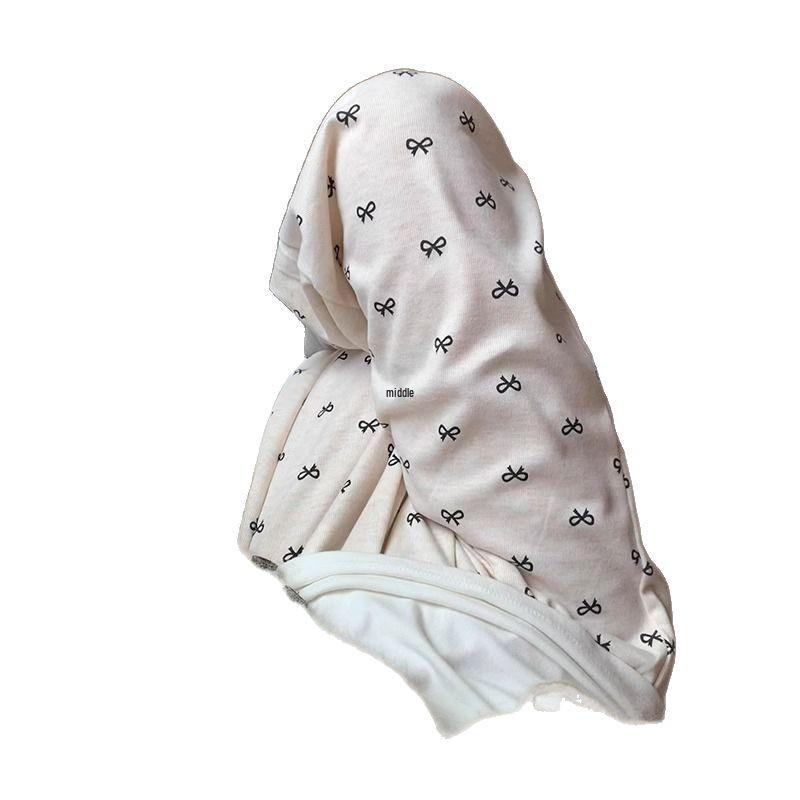 Маленькие корейские брюки с широкими штанинами и принтом-бантиком - Стройнящий драпированный дизайн для весны/осени