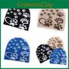 Knit Acrylic Hat With Paw Print Design For Casual Winter Wear And Sports Outdoor