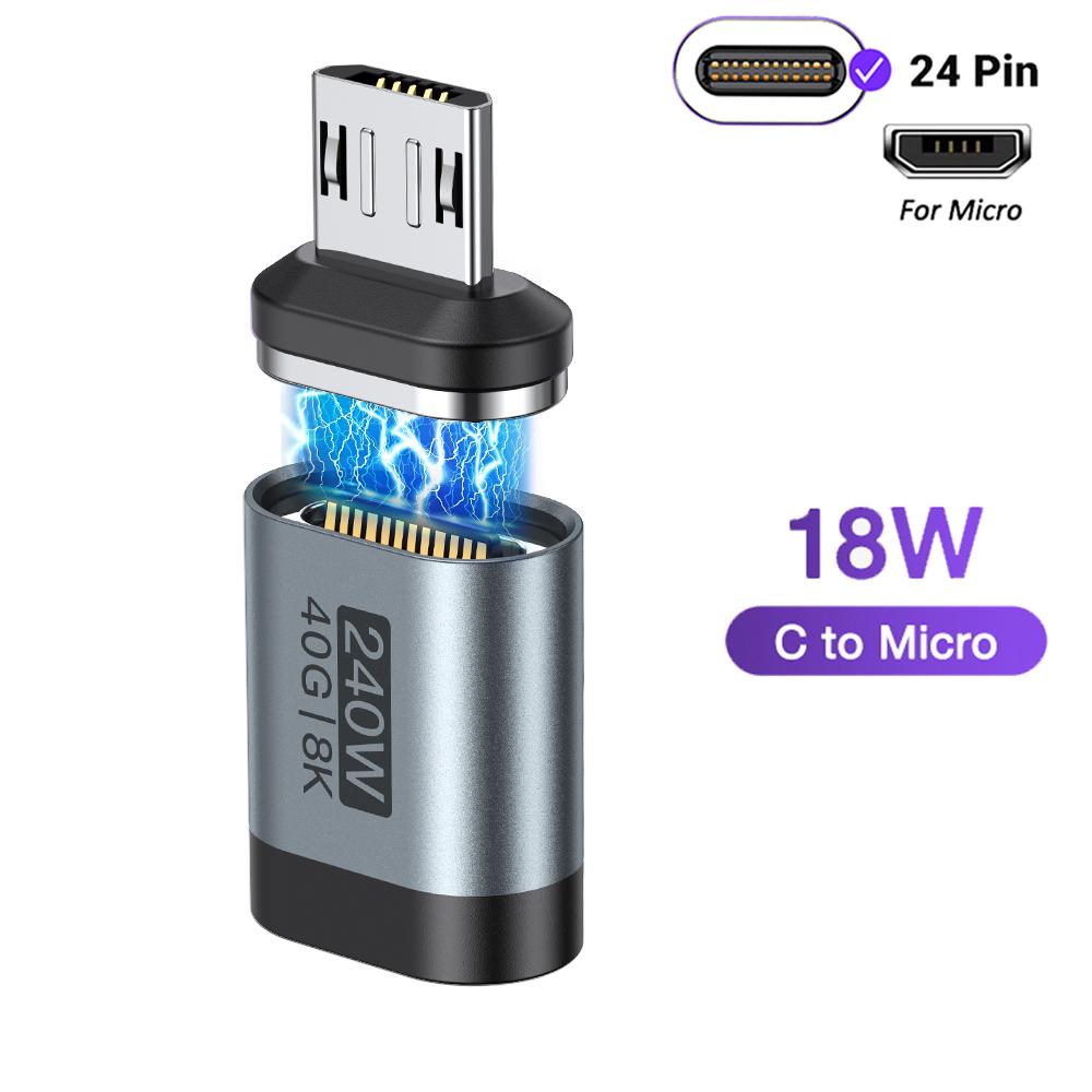 AUFU USB4.0 Магнитный Type-C Адаптер 240 Вт 40 Гбит/с Быстрая Зарядка Конвертер Данных для Thunderbolt 4/3 MacBook Угловой Адаптер 90 Градусов 3