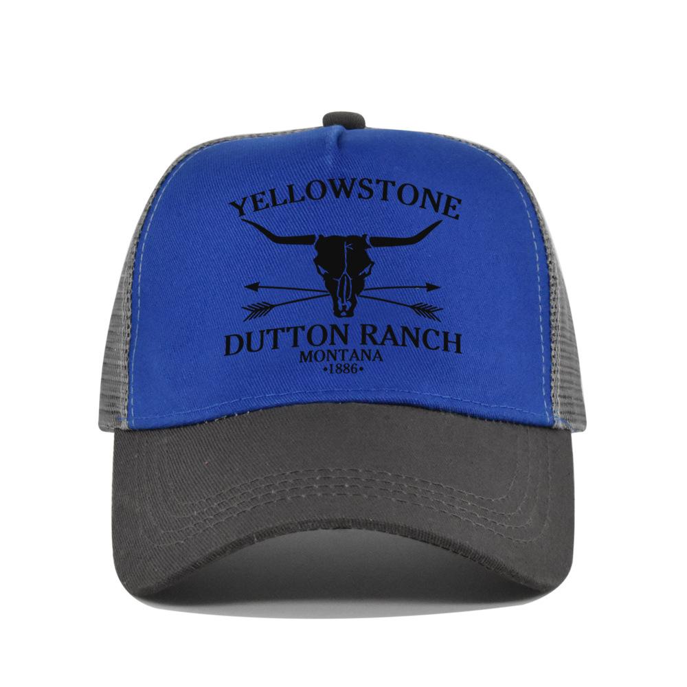 Cotton Front Mesh Back Trucker Cap, Bull Skull Print Adjustable Snapback Baseball Hat Unisex Western Style Outdoor Sports Sun Hat